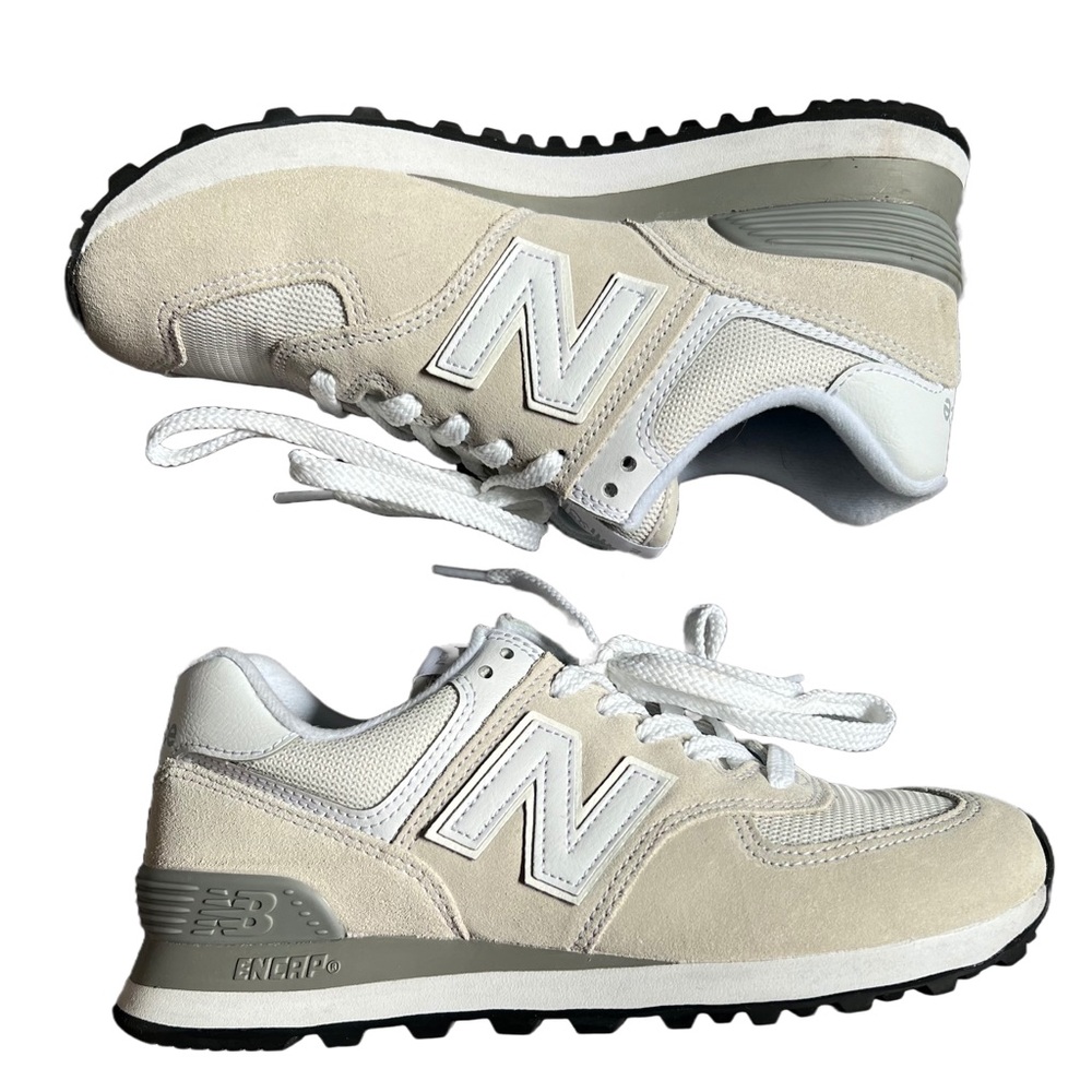 NEW BALANCE GRAY AND WHITE CLASSIC 574 NEUTRAL SNEAKER SIZE 7 - Picture 9 of 12